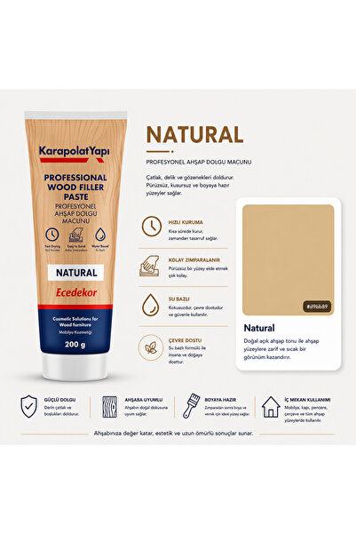 KarapolatYapı Natural Ahşap Duvar Parke Tamir Dolgusu Masif Kaplama Naturel T...