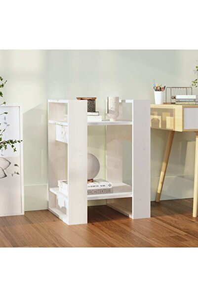 Concept Bibliotecă/Separator cameră, alb, 41x35x57 cm, lemn masiv pin