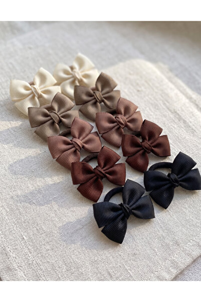 Brown Themed Small Bow Buckle Set Baby Buckle Set 5 Pairs