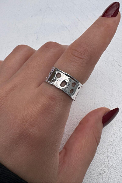 Leo'Stone Polished Series Geometric Hole Detailed Adjustable Women's Ring