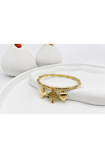 MARENNE Stainless Steel Gold Paslanmaz, Kararmaz Hayat Ağacı, Kuş, Kalp Charm...