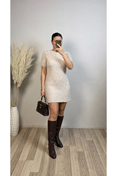 Vizon Collection Taş Rengi Elbise