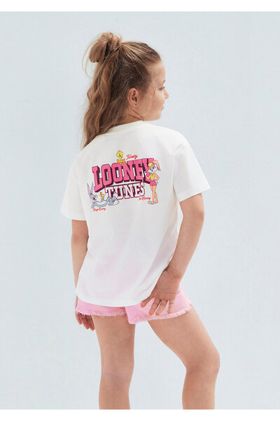 Mavi Looney Tunes Printed Ecru T-Shirt Loose Fit / Comfortable Loose Cut 7610...
