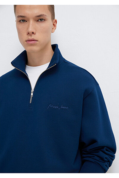 Mavi Jeans Marineblaues Sweatshirt mit halbem Reißverschluss 0S10555-89353