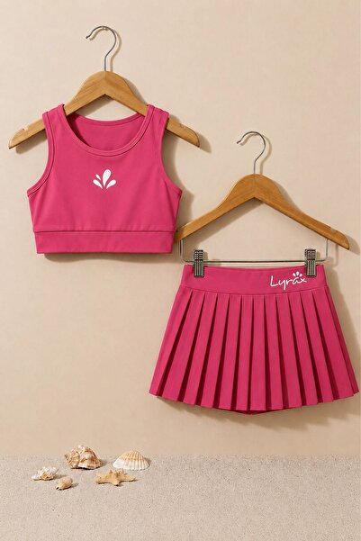 ZUZUNGA Crop plisat sportiv Dusty Rose pentru fete - Pantaloni scurți - Fustă...
