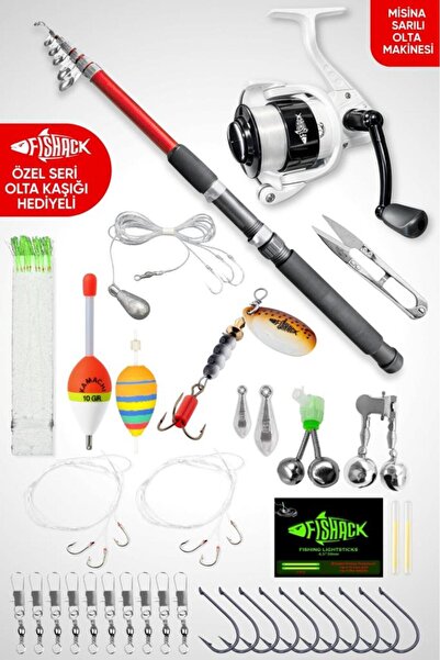 Fishack 35 Parça Tam Takım Olta Seti - 300cm Kamış 40-80GR / 40'lık Makine (Red)