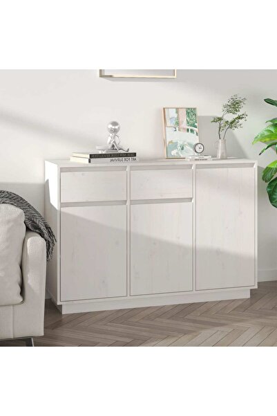 Concept Servantă, alb, 110x34x75 cm, lemn masiv de pin