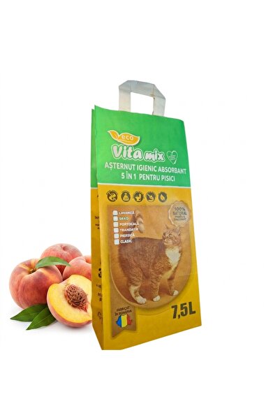 Vitamix Asternut igienic absorbant 5 in 1 pentru pisici, Piersica, 7.5Litri