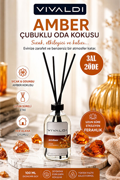 Vivaldi Home Amber Çiçeği Çubuklu Oda Kokusu 100 ml Sıcak, Sofistike ve Kalıc...