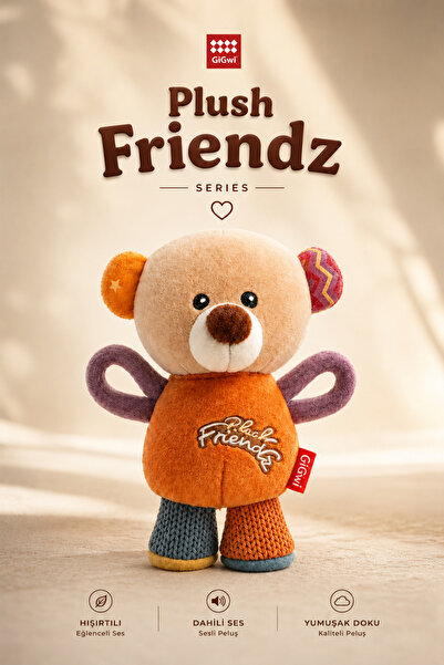 Gigwi Plush Friendz Serisi Sesli Ayı Peluş Köpek Oyuncağı - Küçük Irk & Yavru