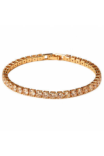 OutfitModa Brățară Tennis cu Zirconii Albastre – Brățară Elegantă Placată Gol...