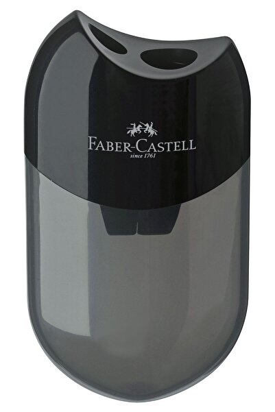 Faber Castell Ascuțitoare dublă din plastic cu recipient negru FABER-CASTELL