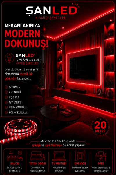 ŞANLED 3 Çipli Iç Mekan Şerit Led Tüm Mekanlar-(trafosuz) 5,10,20,30,40,50,100m