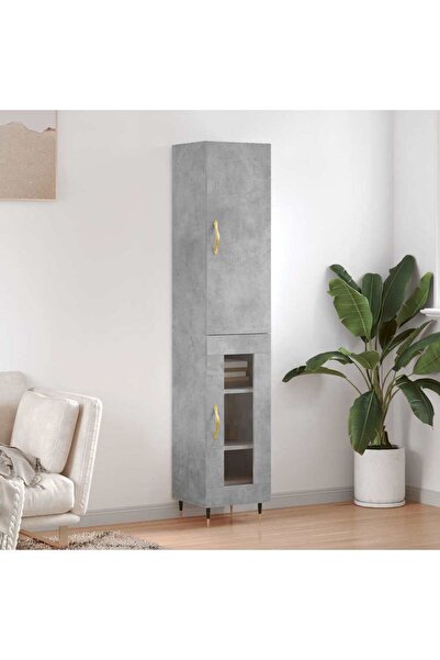 Concept Dulap înalt, gri beton, 34,5x34x180 cm, lemn prelucrat