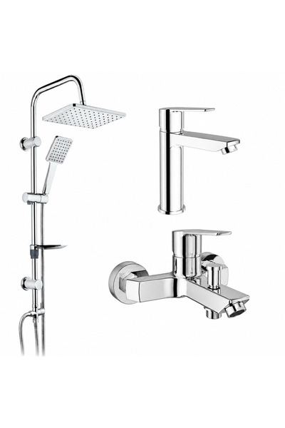 KALE Mare Banyo Bataryası Lavabo Bataryası ve TEMA 53242 Tepe Duş Seti SS304 ...
