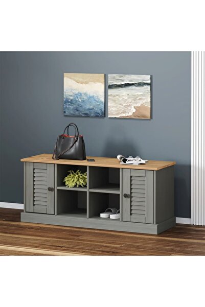 Concept Bancă de pantofi VIGO, gri, 106x35x40 cm, lemn masiv de pin