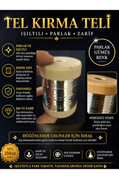 AKTAR HALİL Tel Kırma Teli - Gelin Teli Net 250 gr Makara Parlak Gümüş Rengi ...