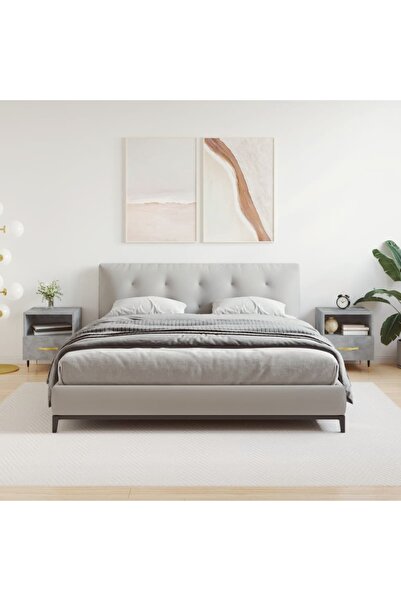 Concept Noptiere, 2 buc., gri beton, 40x35x47,5 cm, lemn compozit