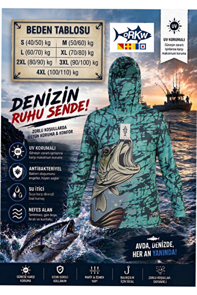 dkmoutdoor Orkw Kapüşonlu Uzun Kollu Balıkçı Ve Su Sporları Uv Korumalı Su It...