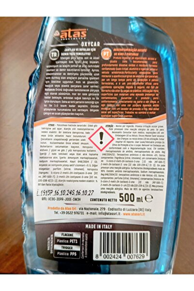 Genel Markalar Atas Oxycar Iron Cut Ph Nötür Demir Tozu Temizleyici Made In Italy