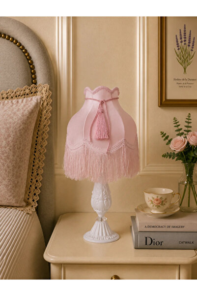 Dekovien Pudra Kadife Kaplı Yatak Odası Salon İçin Vintage Abajur AB0341 Diğer
