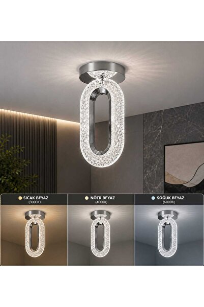Marsel Lighting serra krom plafonyer avize 3 renk led ısıklı modern avize