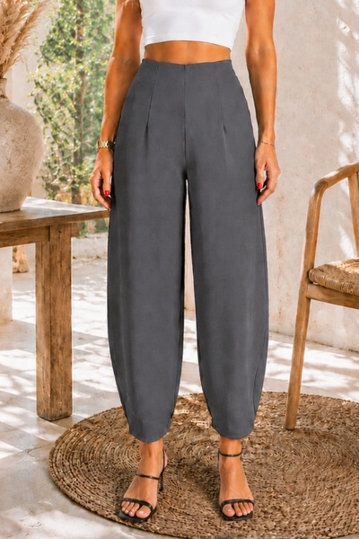 MevaMoss Pantaloni gri model balon, largi, din țesătură crep Scuba
