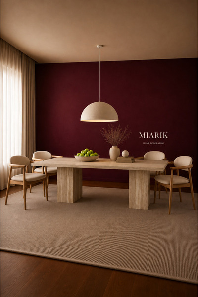 MIARIK DESIGN Artodus 2 Ayaklı Traverten Mermer Yemek Masası