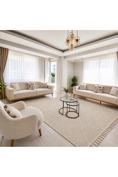 Neşem Halı Boutique EKO HALI Soho SH 02 Beige Hav vermeyen örgü desenlere sah...