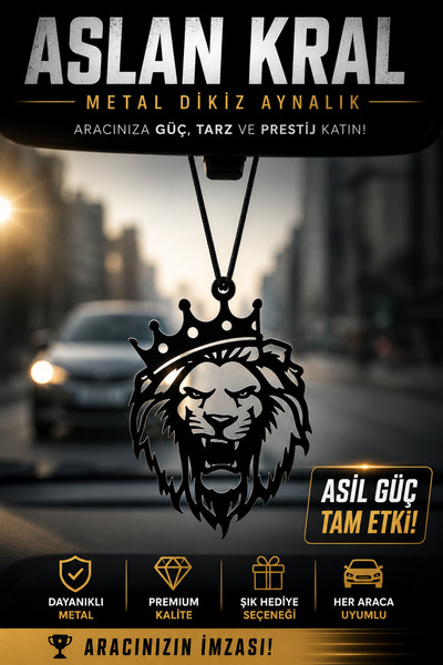 VENON Metal ✨ KRAL ASLAN ✨ Dikiz Aynası Süsü Metal Araba Askılık Motifli Oto ...