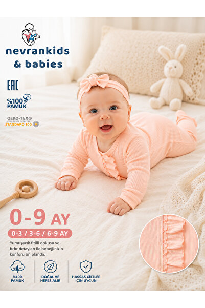 nevrankids Kız Bebek Uzun Kol Fitilli Fırfırlı Tulum