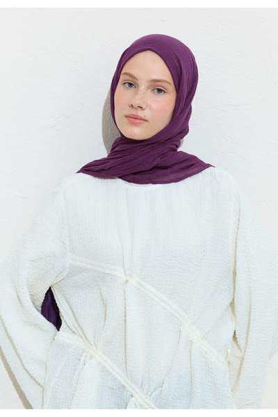 Freshscarfs Pamuklu Keten Şal Plum Jam
