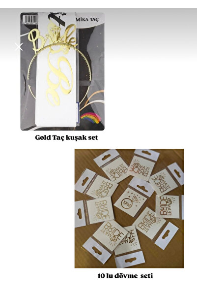 Anatolia Gold Bride Taç, Kuşak Ve 10lu Dövme Seti Bride To Be Bekarlığa Veda ...