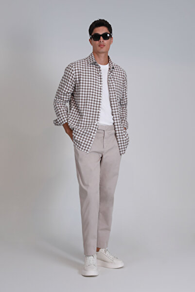 Lufian Pantaloni chino pentru bărbați Gabriel Sports straight fit Stone