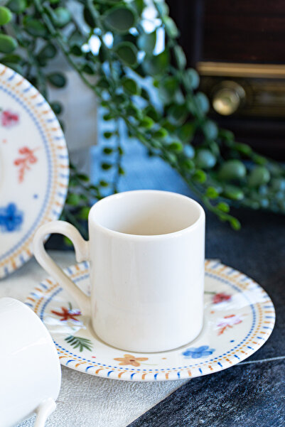 Heda Porselen Dalya 4-Piece Porcelain Coffee Cup Set for 2 People
