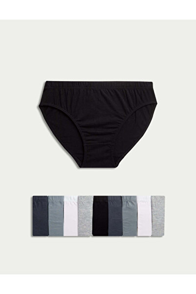 Marks & Spencer Saf Pamuklu 10'lu Brief Külot (2-14 Yaş)