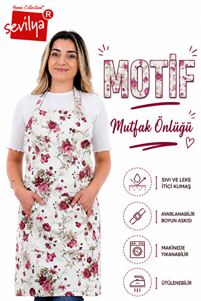 sevilya Motif Ayarlanabilir Askılı Şef Önlüğü Chef Mutfak Önlüğü