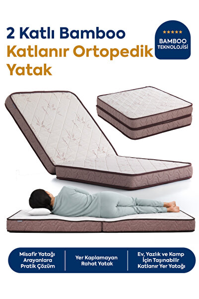 Homedius Bamboo Ortopedik Deluxe Katlanır Yatak Uzanma Yatağı Misafir Yatağı ...