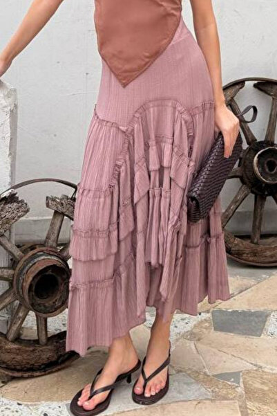 Nana & Mayka Moda Nana Mayka Fashion Women's Skirt Plum Summer - Flounced, Li...