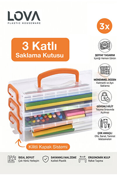 lovagroup Stackable 3 Katlı Kapaklı Çekmece Düzenleyici Organizer - Ofis Kırt...