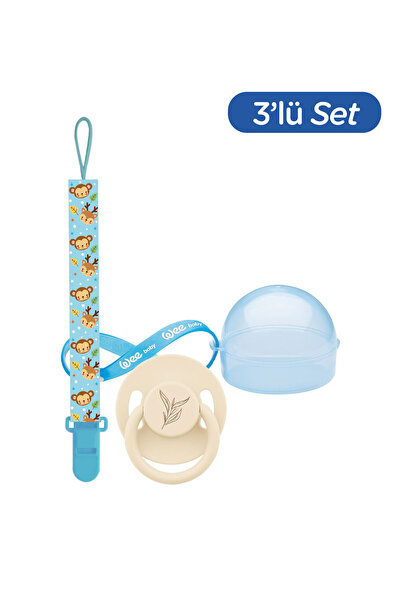 Wee Baby Pure Yuvarlak Uçlu Kauçuk Emzik No:1 - KREM (Kutu ve Bant Seti) ERKEK