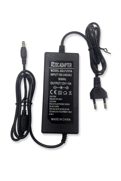 ZEYar Teknoloji 12V 5A Adaptör - 60W Güç Kaynağı - LED Şerit, Kamera ve Monit...