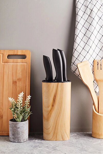 AVANTAGE HOME Perotti Coltello Bamboo 6 Parça Bıçak Seti Taba Kare