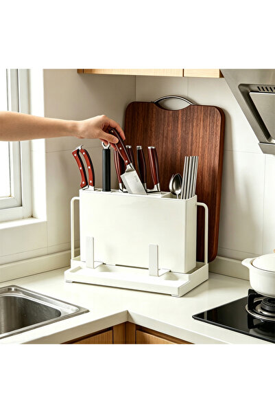 HT Home Organizers قطعتان من حوامل السكاكين متعددة الوظائف المصنوعة من الفولا...