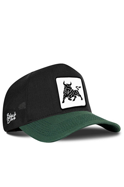 BlackBörk Șapcă Trucker Cordura verde petrol-negru cu logo Bull