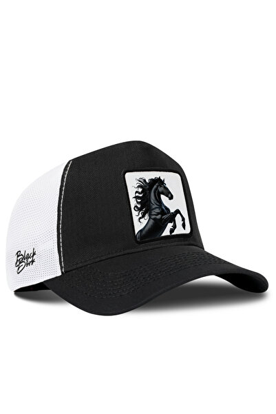 BlackBörk Șapcă Trucker Cordura negru-alb cu logo-ul calului
