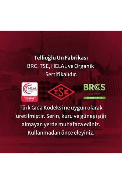 tellioğlu Organik Özel Amaçlı Buğday Unu 25 Kg