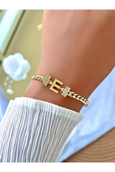 KBC STORE Minimal Chain Bracelet with Letter (Letter E)