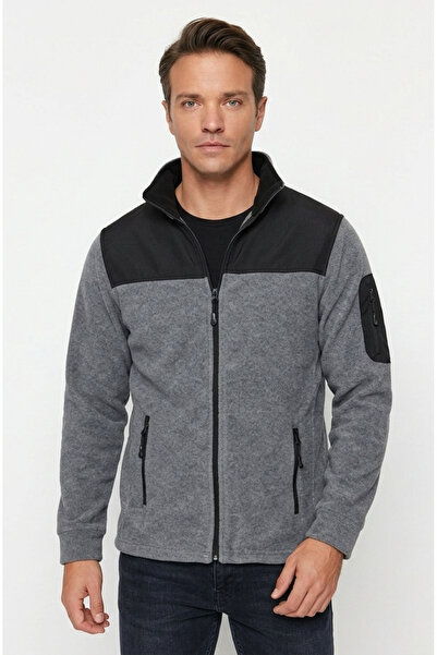 PandaForma Gray Unisex Soft Shell Fleece with Pockets