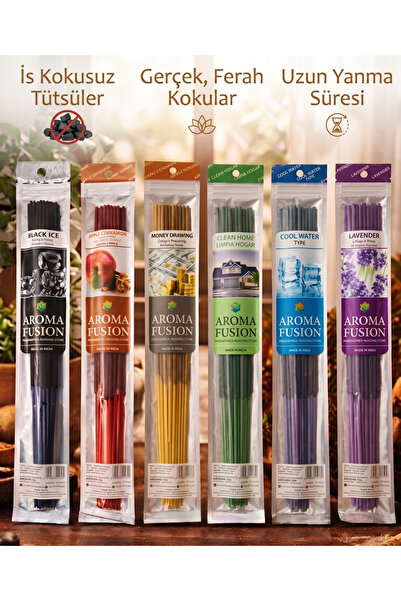 Great Fast Organik Doğal Çubuk Tütsü Seti | 90 Adet Çubuk Tütsü 6 Aroma 30 Cm...